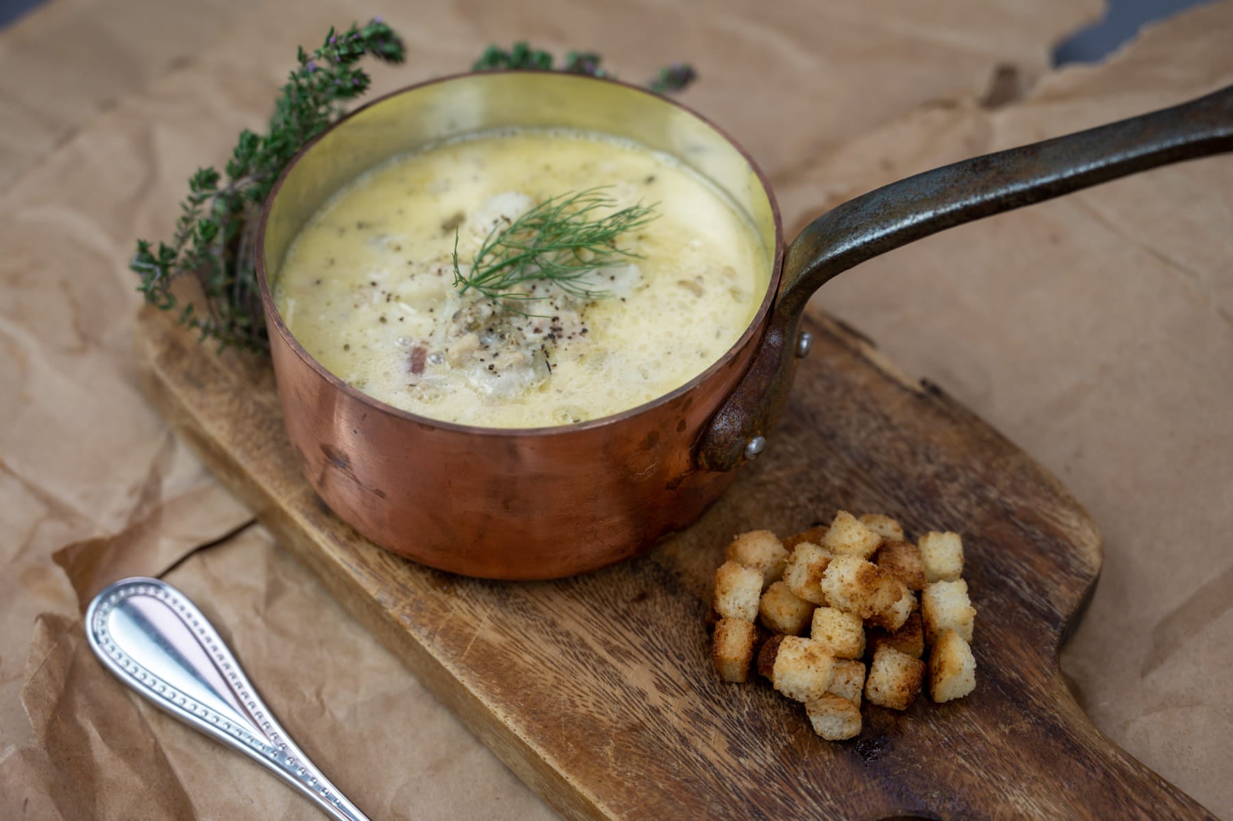 Sole Soups Potato and Leek side view
