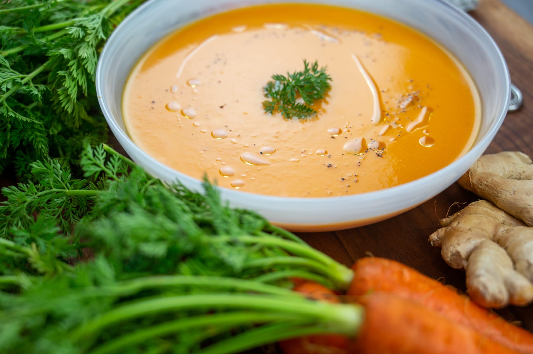 Sole Soups Carrot Ginger with Coconut Milk side view
