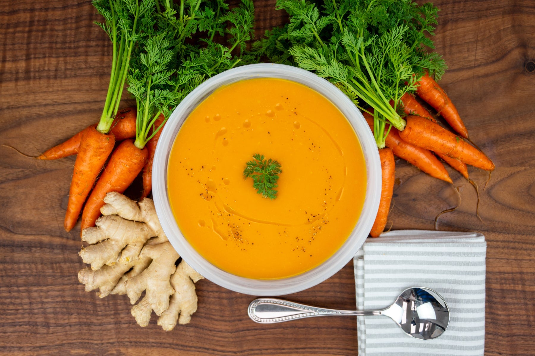 Sole Soups Carrot Ginger with Coconut Milk upper view